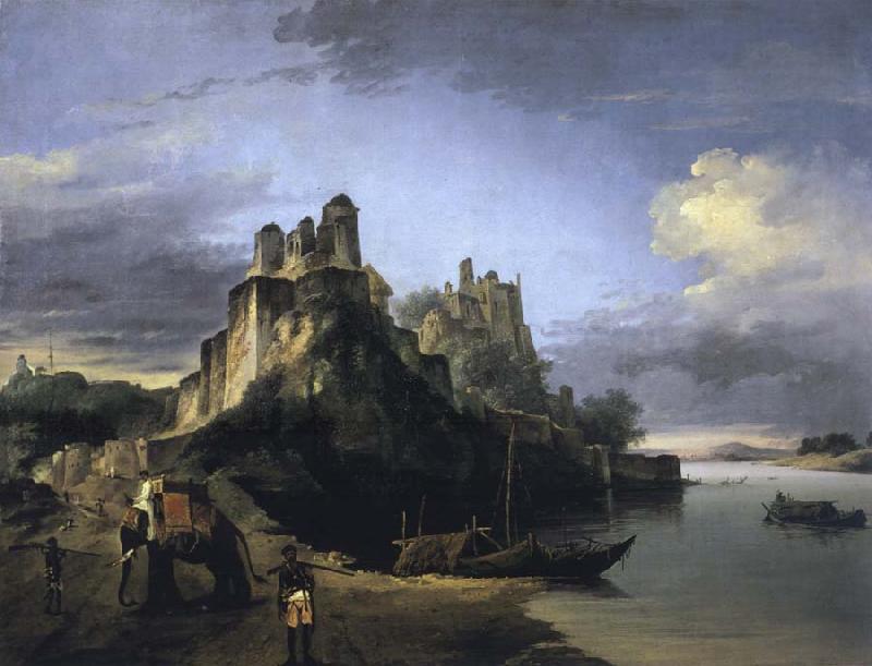 unknow artist A View of the West Side of the Fortress of Chunargarh on the Ganges Sweden oil painting art
